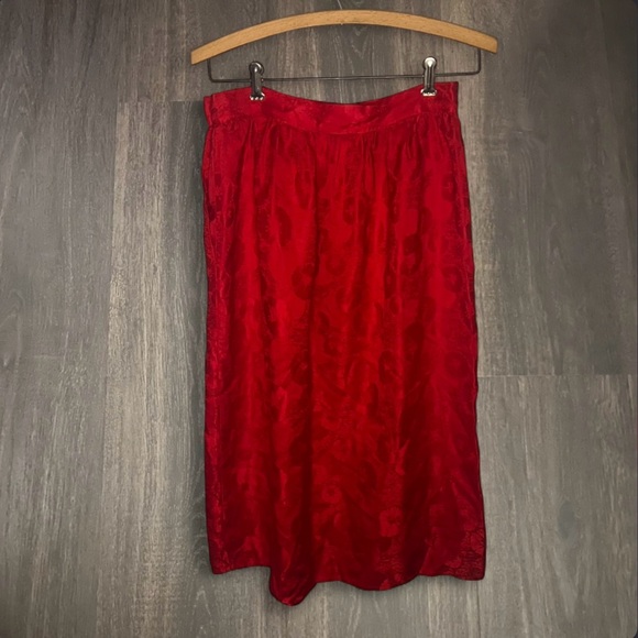 Argenti 100% Pure Silk Red Midi Skirt Size 10 - Picture 3 of 3